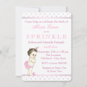 Invitation Fête de bébé fille rose Sprinkle (Dos)