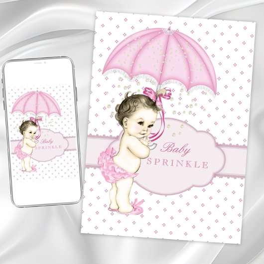 Invitation Fête de bébé fille rose Sprinkle