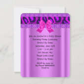 Invitation Fête de bébé fille Rose Violet Léopard (Dos)