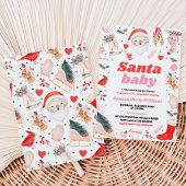 Invitation Fête de bébé fille Santa Baby