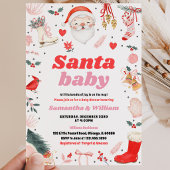 Invitation Fête de bébé fille Santa Baby