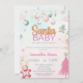 Invitation Fête de bébé fille Santa Baby Shower  (Devant)