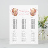 Invitation Fête de bébé Fille Teddy Ballon floral graphique (Debout devant)