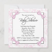 Invitation Fête de bébé fille Toile rose (Dos)