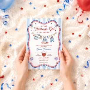 Invitation Fête de Bébé Fille Tout Américaine