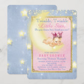 Invitation Fête de Bébé Fille Twinkle Twinkle Little Star (Devant / Derrière)
