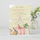 Invitation Fête de bébé fille Un Petit Citrouille est En Rout (Debout devant)