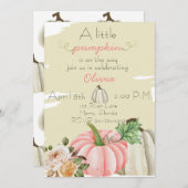 Invitation Fête de bébé fille Un Petit Citrouille est En Rout (Devant / Derrière)