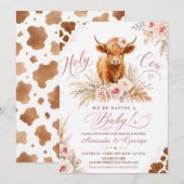 Invitation Fête de Bébé Fille Vache Sacrée (Devant / Derrière)