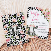 Invitation Fête de Bébé Fille Vache Sainte