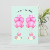 Invitation Fête de Bébé Filles Jumelles (Debout devant)