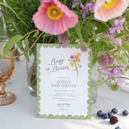 Invitation Fête de bébé Fleur de bébé en fleurs