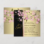 Invitation Fête de Bébé Fleur de Cerisier Rose Élégante (Devant / Derrière)