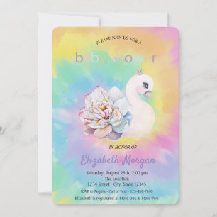 Invitation Fête de bébé Fleur de Cygne Adorable Tie Dye