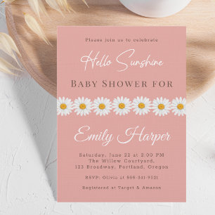 Invitation Fête de Bébé Fleur de Daisy Rose Tendresse Bonjour