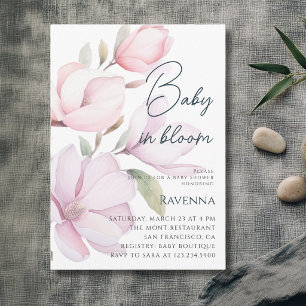Invitation Fête de bébé Fleur de Magnolia Élégante