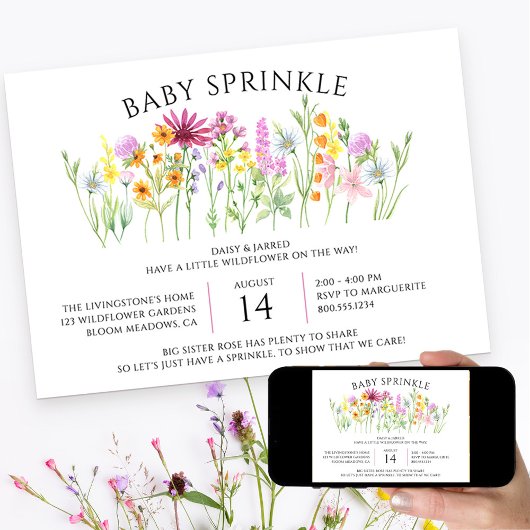 Invitation Fête de Bébé Fleur des Champs
