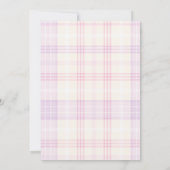 Invitation Fête de bébé Fleur d'Orchidée Violette Gingham Vin (Dos)