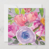 Invitation Fête de Bébé Fleur Little Bloom Rose Violet (Dos)