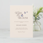 Invitation Fête de Bébé Fleur Papillon Pastel (Debout devant)