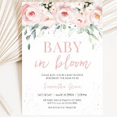 Invitation Fête de Bébé Fleur Rose