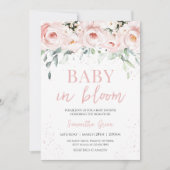 Invitation Fête de Bébé Fleur Rose (Devant)