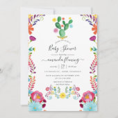 Invitation Fête de Bébé Fleurie Aquarelle Colorée (Devant)