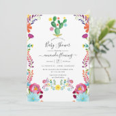 Invitation Fête de Bébé Fleurie Aquarelle Colorée (Debout devant)
