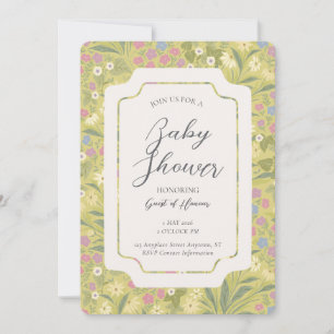 Invitation Fête de Bébé Fleurie Colorée Pétunia Daisy Jardin