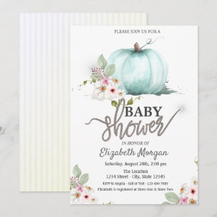 Invitation Fête de bébé Fleurs de citrouille à l'aquarelle ra