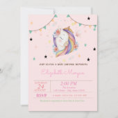 Invitation Fête de Bébé Fleurs de Licorne Mignonnes (Devant)