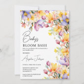 Invitation Fête de Bébé Fleurs de Pervenche Jaune à l'Aquarel (Devant)