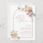 Invitation Fête de bébé Fleurs de rose de jardin Boho (Devant)
