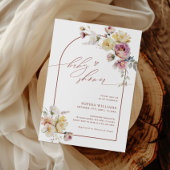 Invitation Fête de bébé Fleurs de rose de jardin Boho