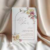 Invitation Fête de bébé Fleurs de rose de jardin Boho