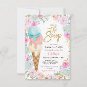 Invitation Fête de Bébé Fleurs Pastel Crème Glacée  (Devant)