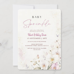 Invitation Fête de Bébé Fleurs Sauvages Pastel Baby Sprinkle