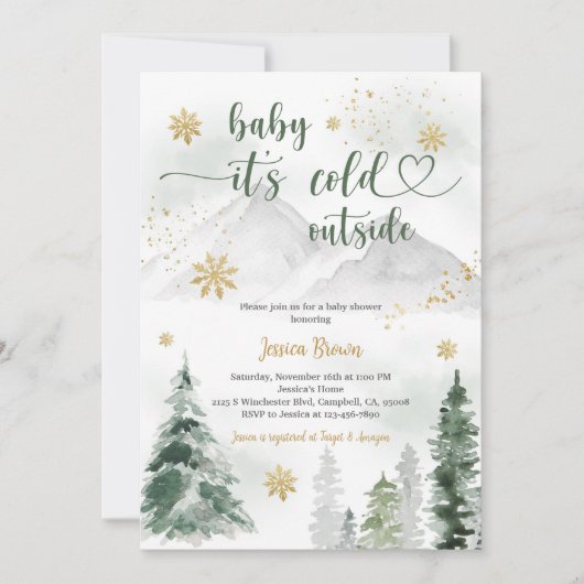 Invitation Fête de Bébé Flocon de Neige d'Hiver (Devant)