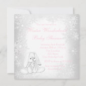 Invitation Fête de bébé Flocon de neige d'hiver pour filles (Dos)