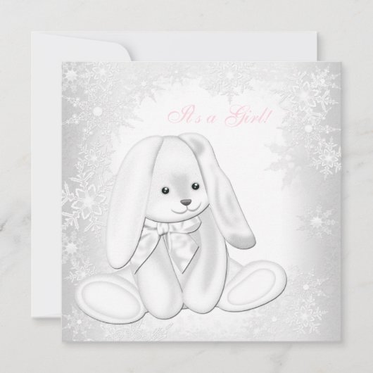 Invitation Fête de bébé Flocon de neige d'hiver pour filles (Devant)