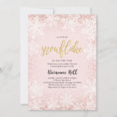 Invitation Fête de Bébé Flocon de Neige Rose (Devant)