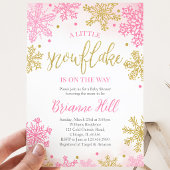 Invitation Fête de Bébé Flocon de Neige Rose