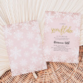 Invitation Fête de Bébé Flocon de Neige Rose
