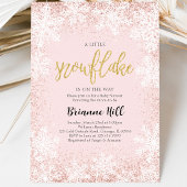 Invitation Fête de Bébé Flocon de Neige Rose