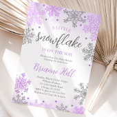 Invitation Fête de Bébé Flocon de Neige Un Peu Violet
