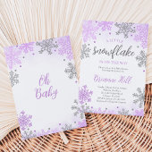 Invitation Fête de Bébé Flocon de Neige Un Peu Violet