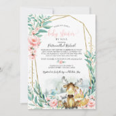 Invitation Fête de Bébé Floral de Bois par la Poste (Devant)