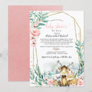 Invitation Fête de Bébé Floral de Bois par la Poste