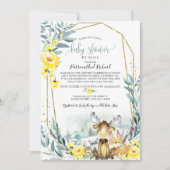 Invitation Fête de Bébé Floral de Bois par la Poste (Devant)