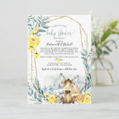 Invitation Fête de Bébé Floral de Bois par la Poste (Debout devant)